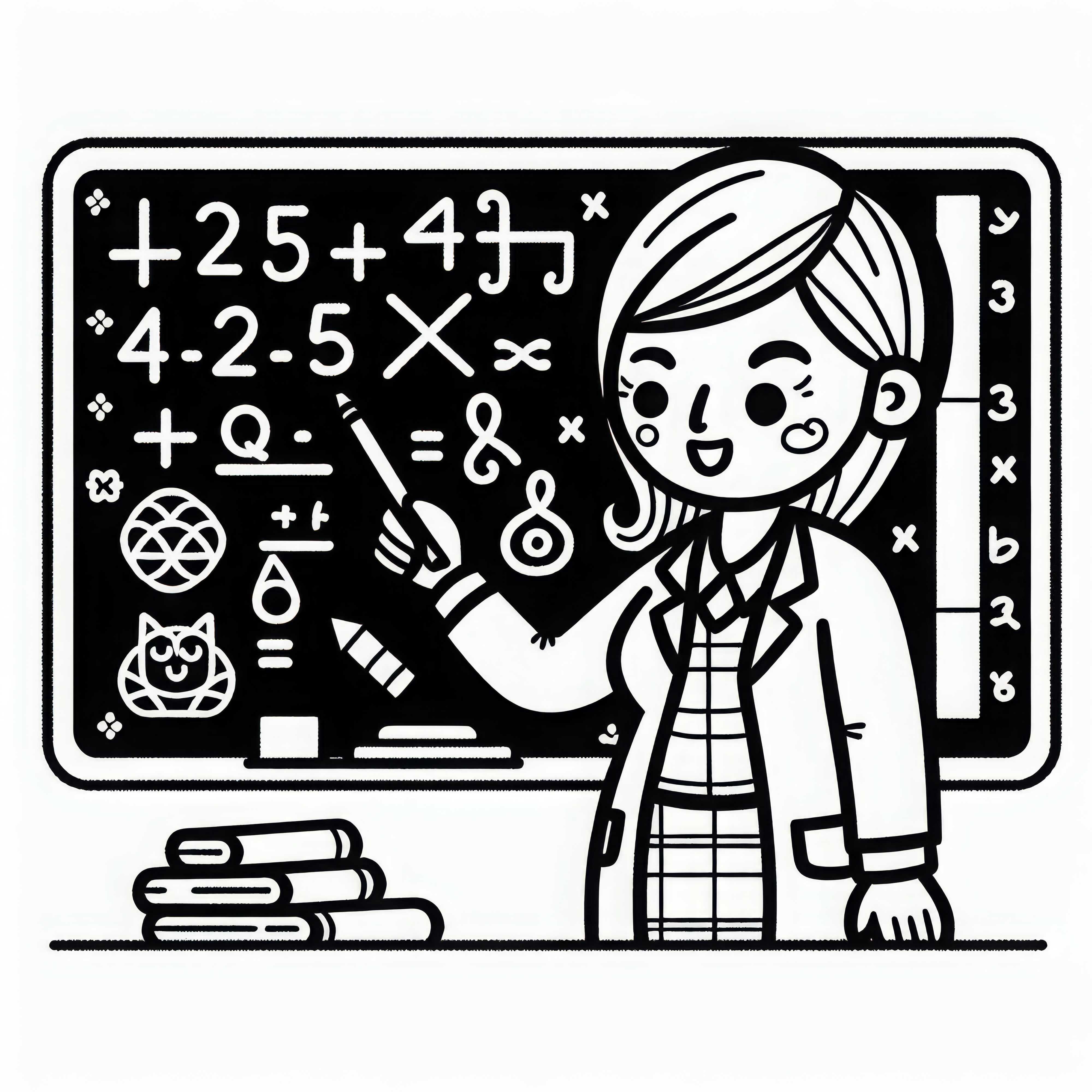 Lehrerin an Tafel - Malvorlage einfach kostenlos