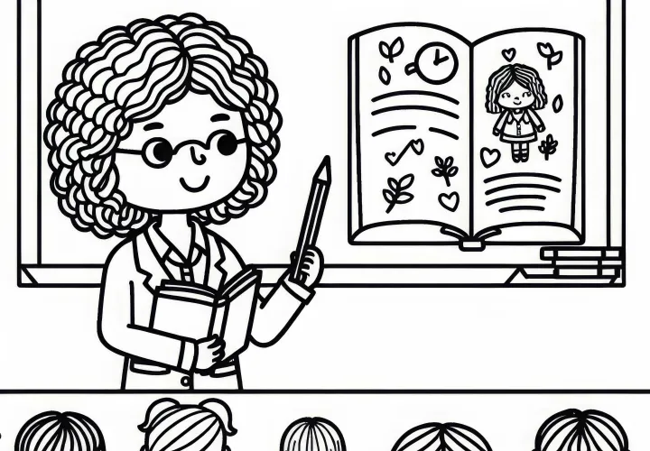 Lehrerin vor Klasse Ausmalbild Einfach Kostenlos