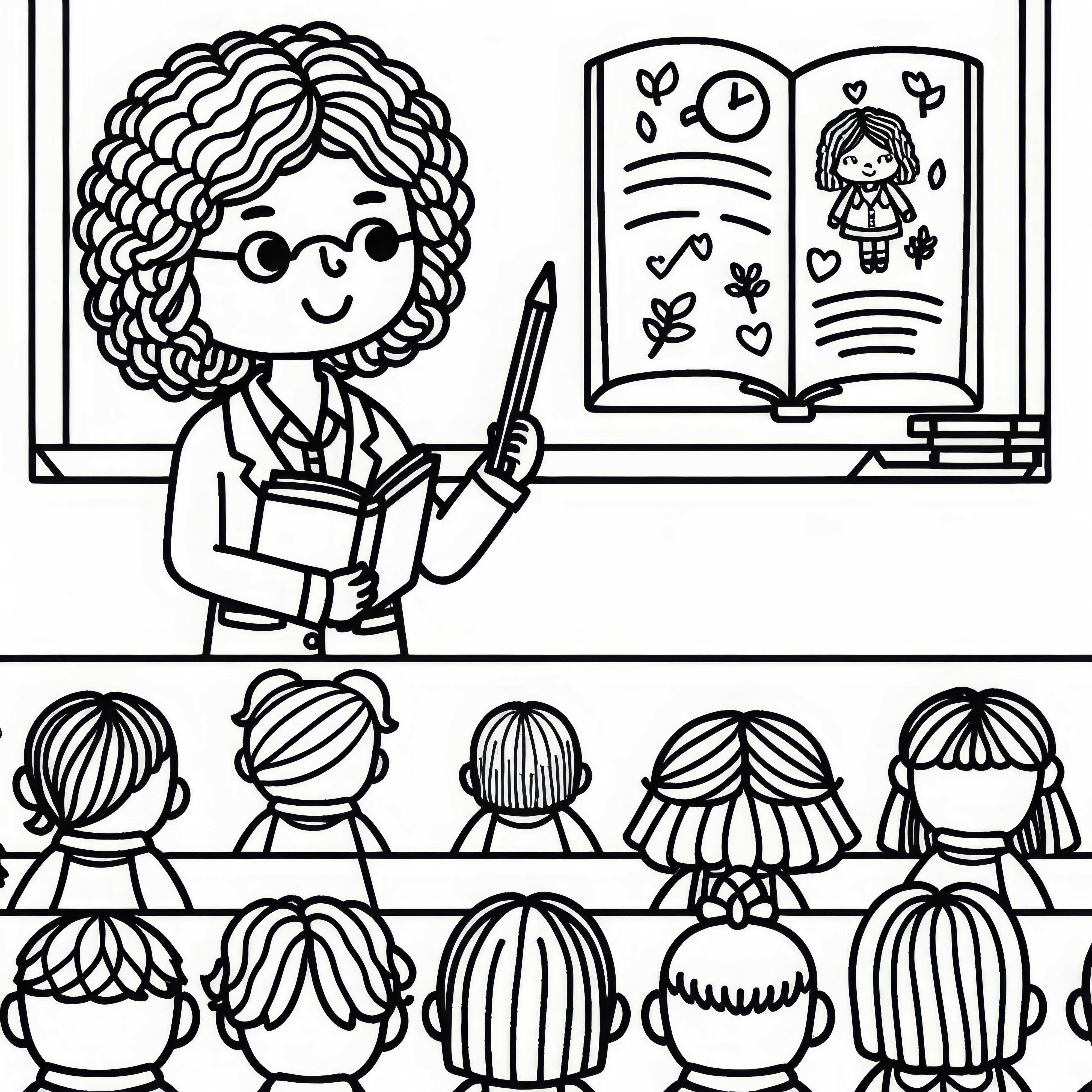 Lehrerin vor Klasse Ausmalbild Einfach Kostenlos