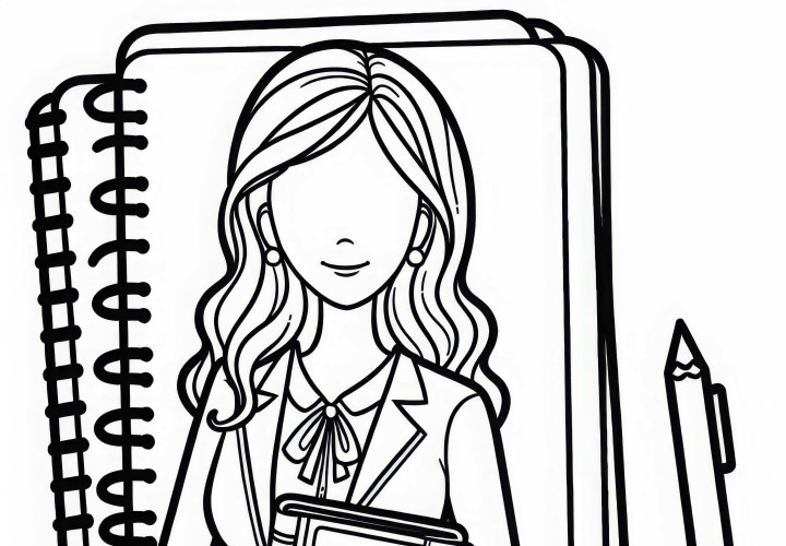Teacher's notepad coloring page easy free Teacher's Notebook Coloring Template Simple Free