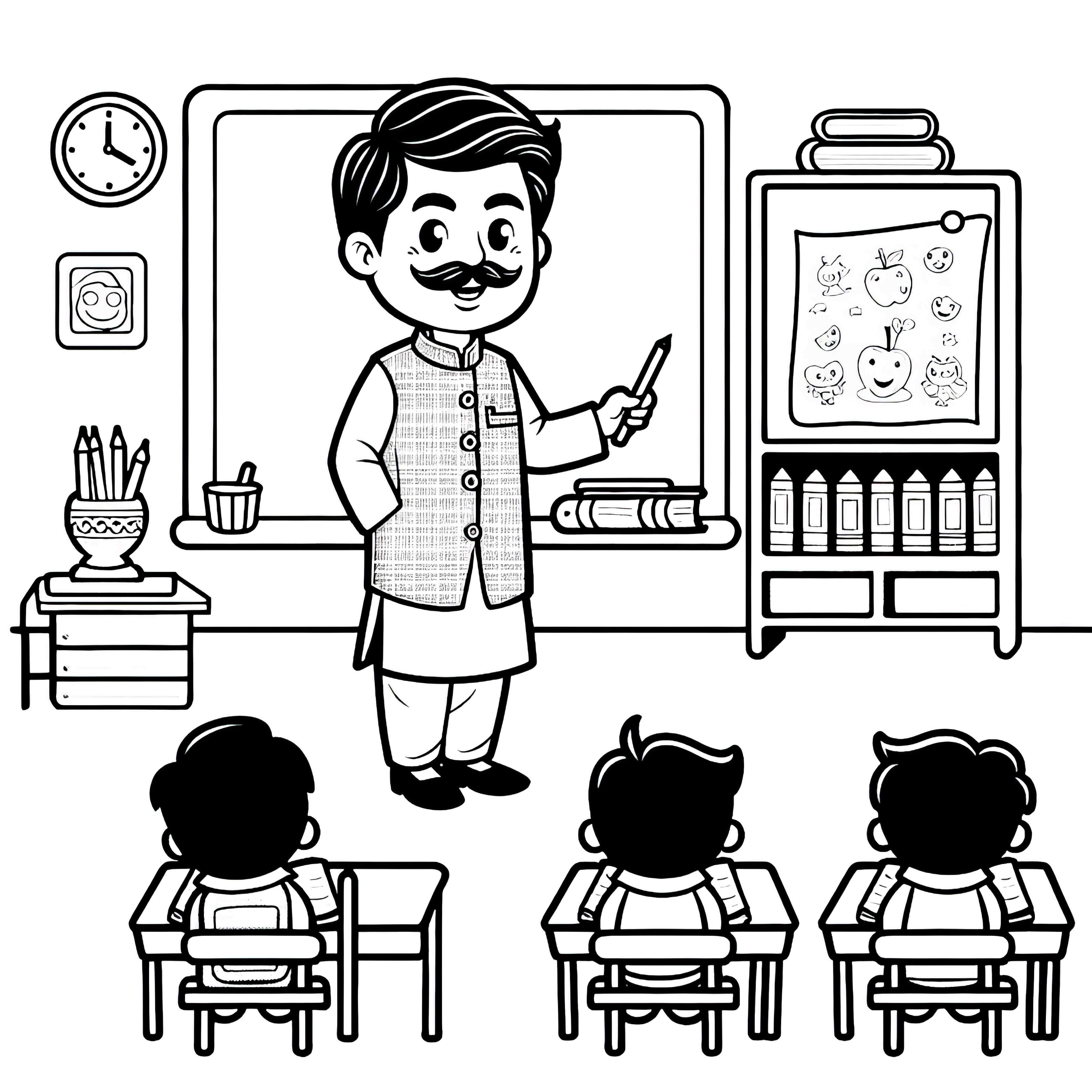 Klassenzimmer mit Lehrer Malvorlage Kostenlos