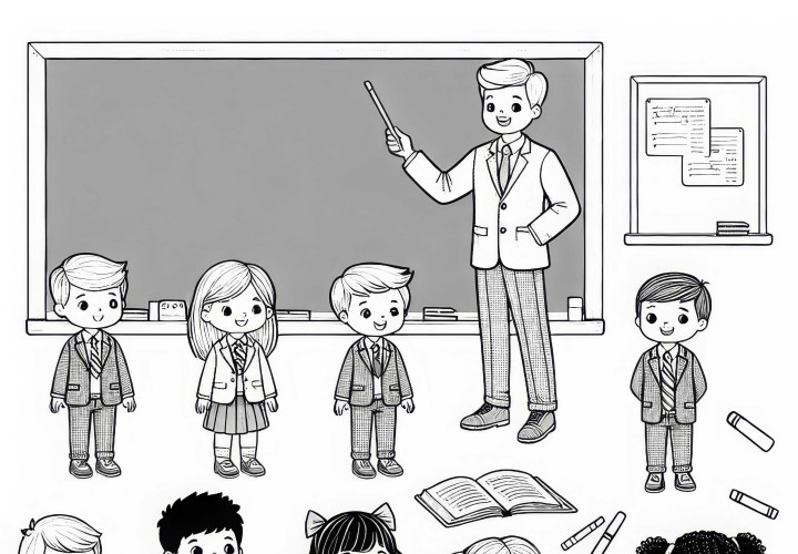Kinder, die sich als Lehrer verkleiden – Malvorlage einfach und gratis Kinder, die sich als Lehrer verkleiden – Malvorlage einfach und gratis
