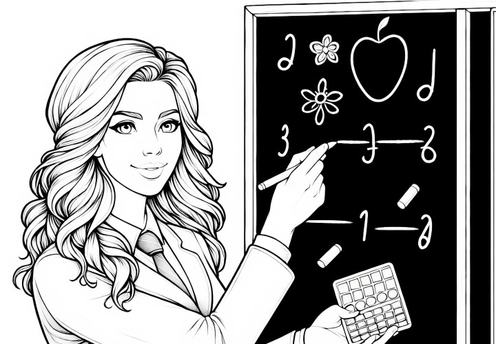 Coloring picture for teachers - Detailed and free Coloring page for teacher - Detailed and free