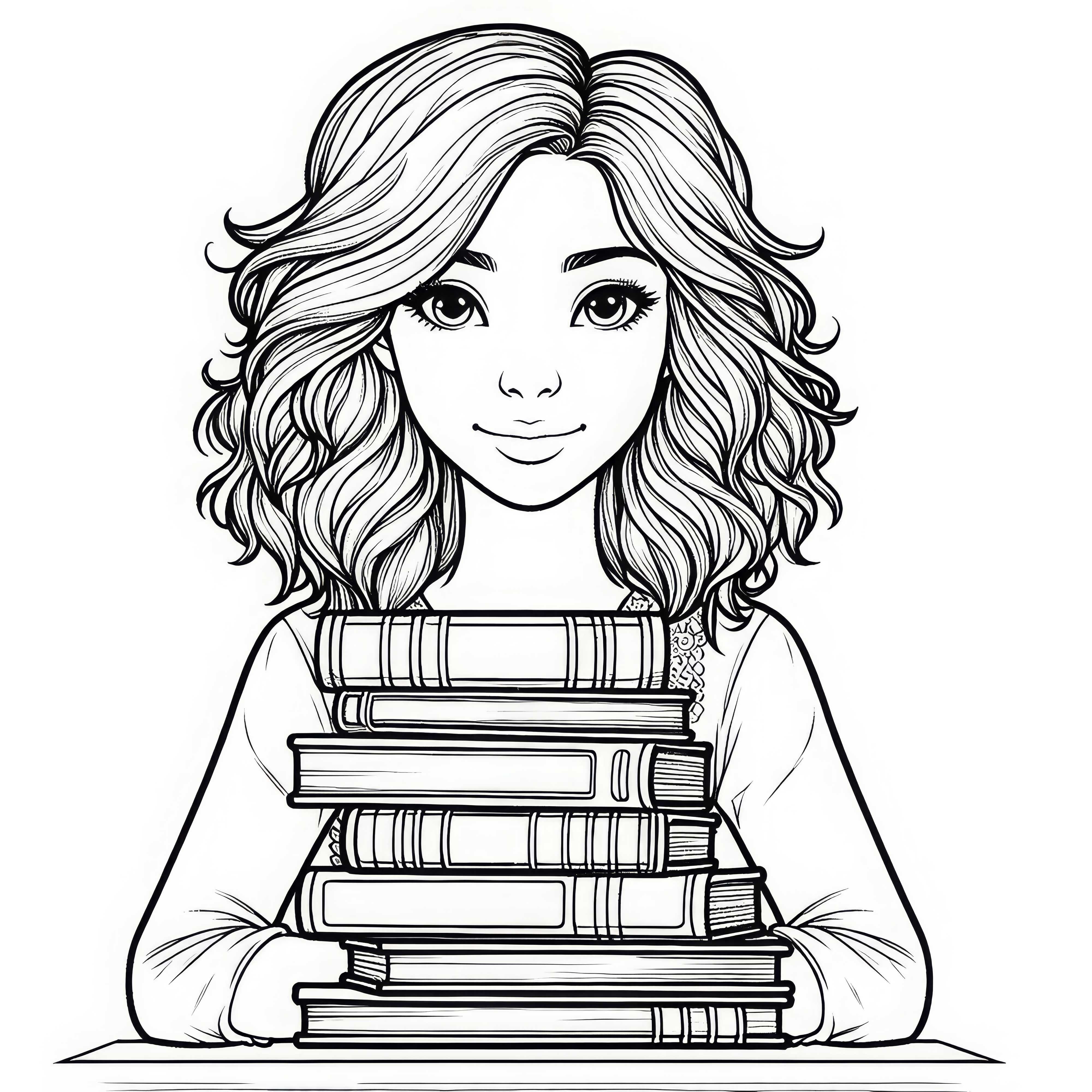 Pila de libros de una maestra como dibujo para colorear detallado gratis