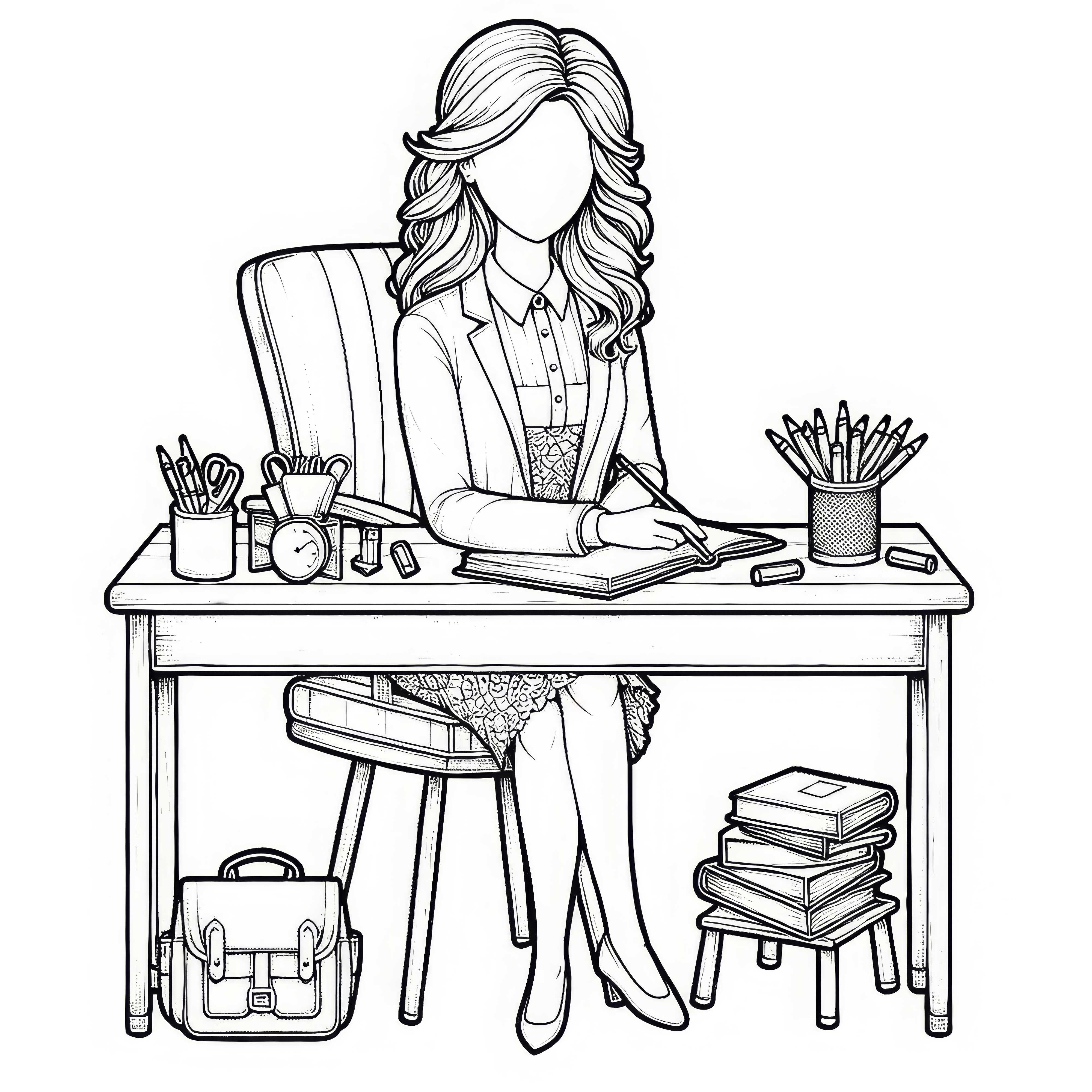 Maestro en escritorio - Descarga gratuita de dibujo para colorear