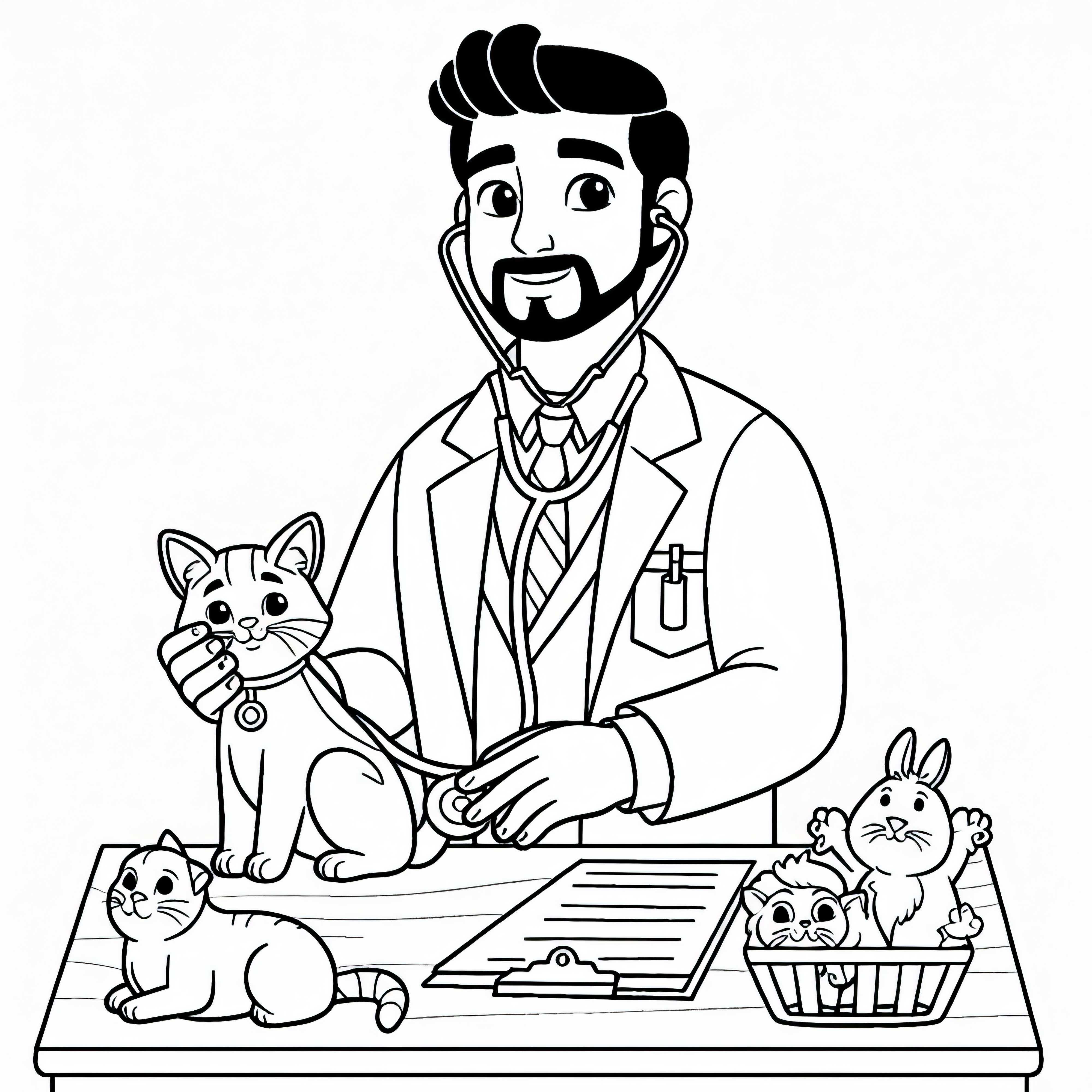 Dibujo para colorear de veterinario fácil y gratis: ¡consigue tu diversión creativa!