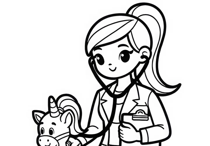 Dibujo para colorear de una veterinaria - plantilla de coloración gratuita para descargar