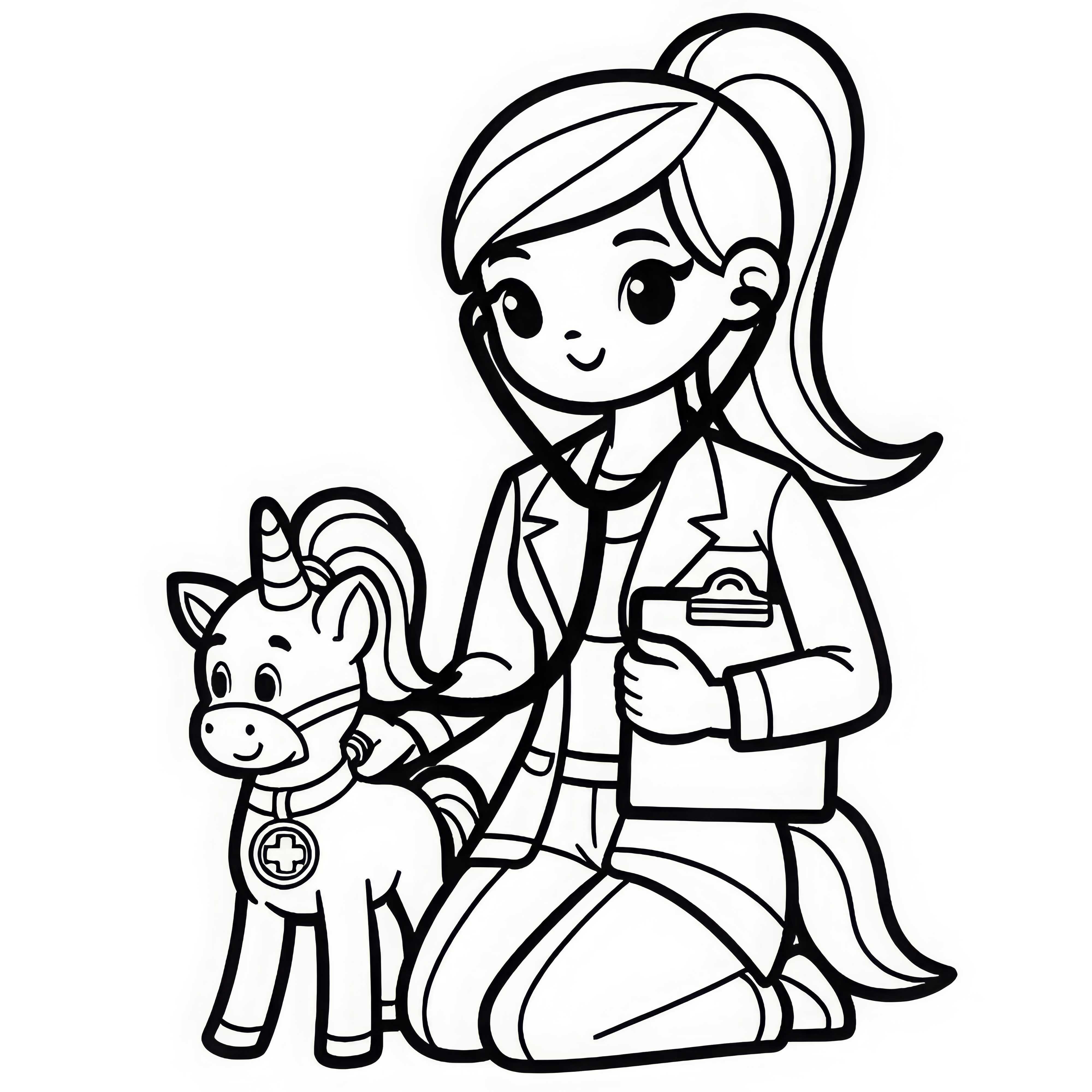 Dibujo para colorear de una veterinaria - plantilla de coloración gratuita para descargar