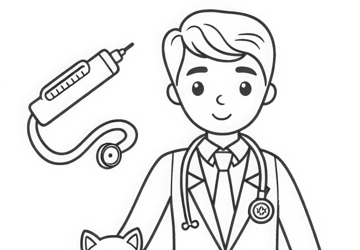 Plantilla de dibujo de veterinario simple para descargar gratis