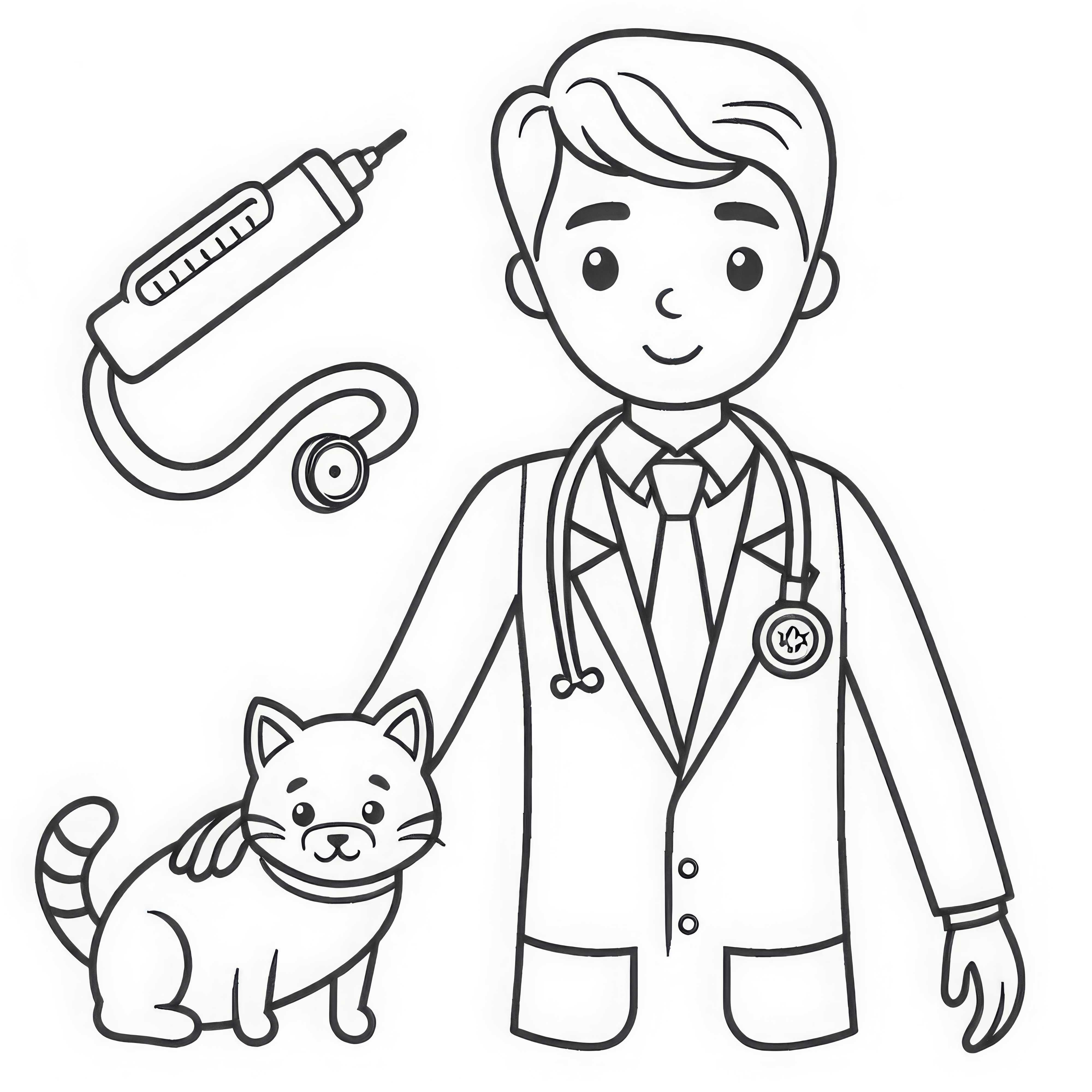 Plantilla para colorear de veterinario fácil descarga gratuita