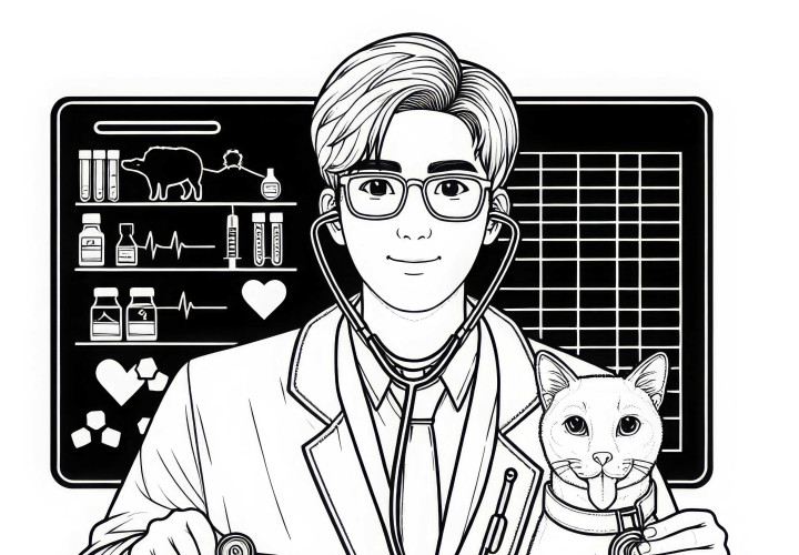 Plantilla para colorear de veterinario - Detallada y gratuita