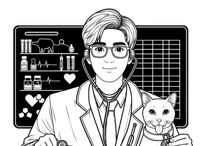 Plantilla para colorear de veterinario - Detallada y gratuita