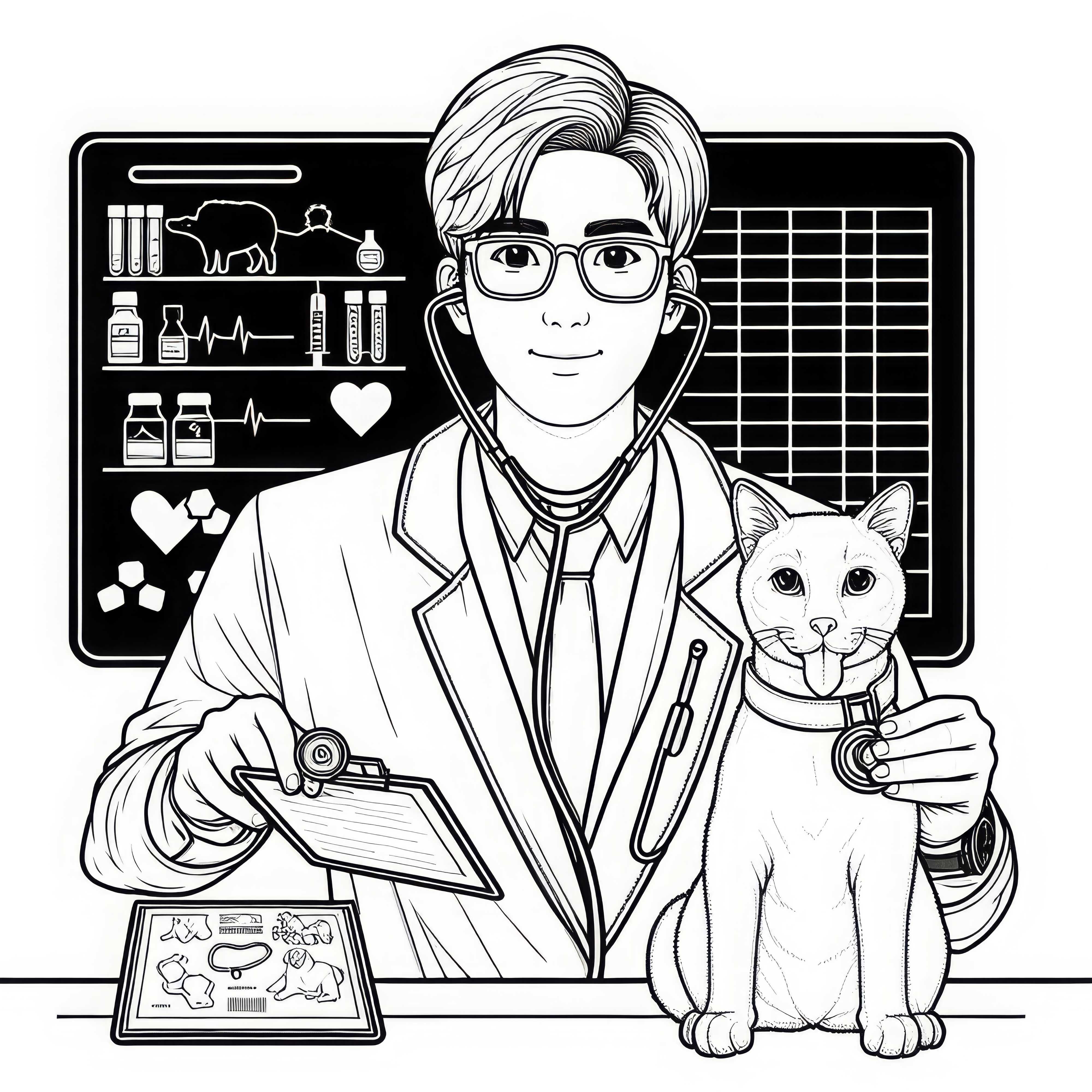 Plantilla de dibujo de veterinario - Detallada y gratuita