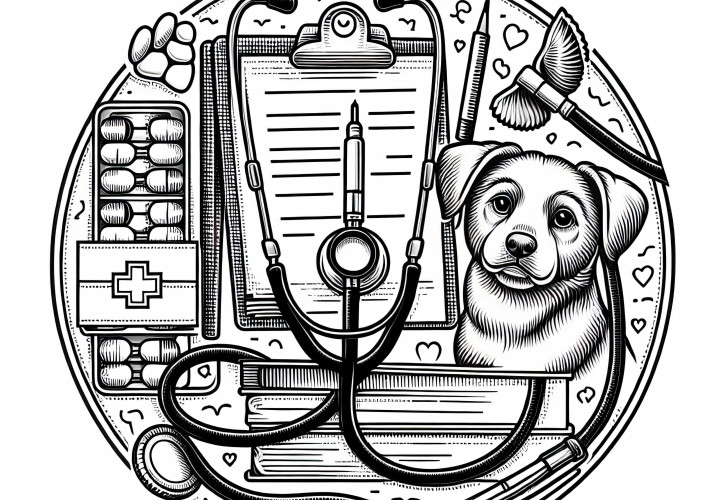 Estetoscopio para veterinario - Dibujo para colorear en detalle y gratuito