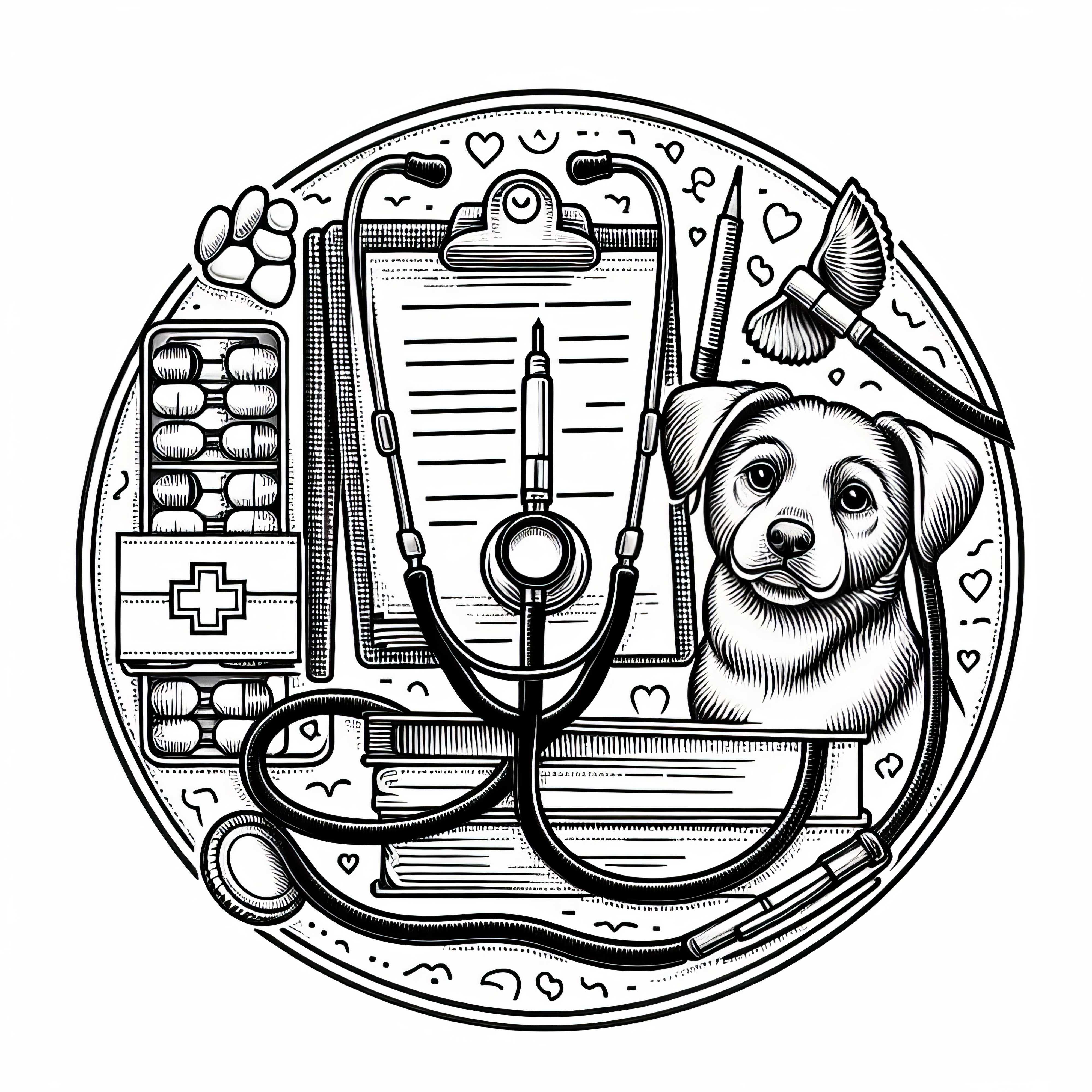Estetoscopio para veterinario - Dibujo para colorear en detalle y gratis