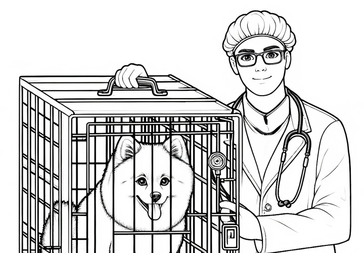 Caja de transporte para el veterinario - Plantilla de dibujo detallada para colorear y descargar