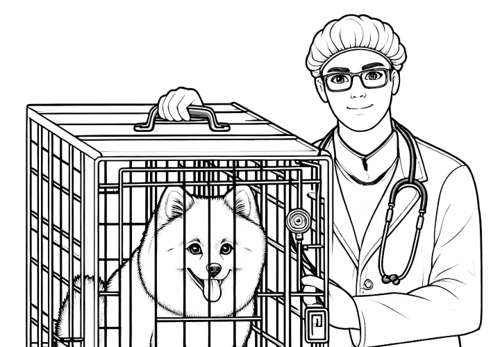 Caja de transporte para el veterinario - Plantilla de dibujo detallada para colorear y descargar