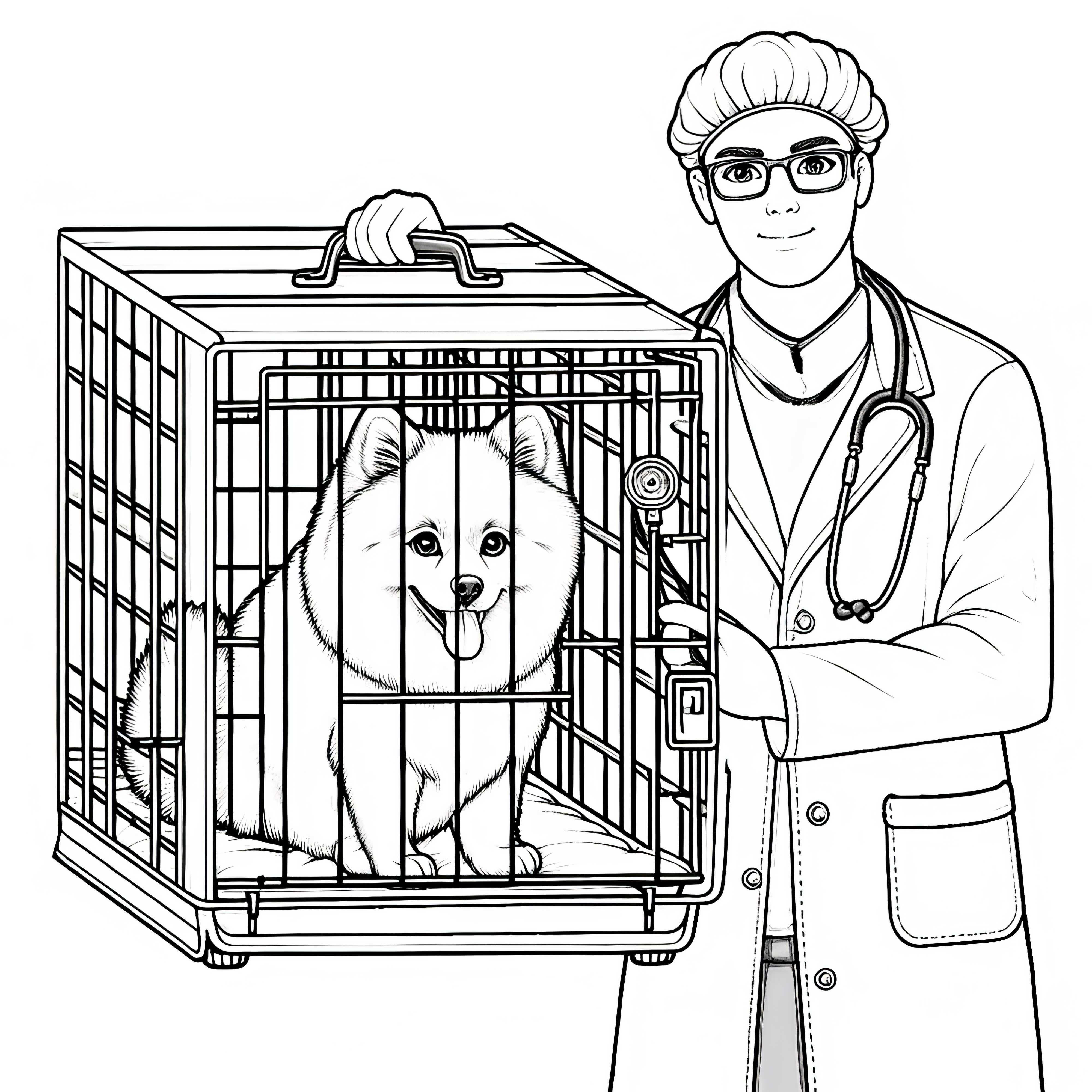 Caja de transporte para el veterinario - Plantilla para colorear detallada para imprimir y descargar
