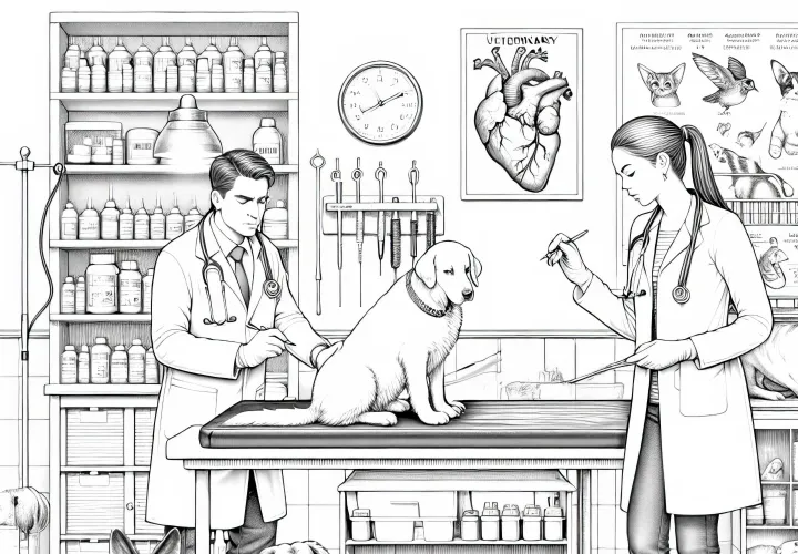 Dibujo para colorear de la clínica veterinaria - Detallado y gratis