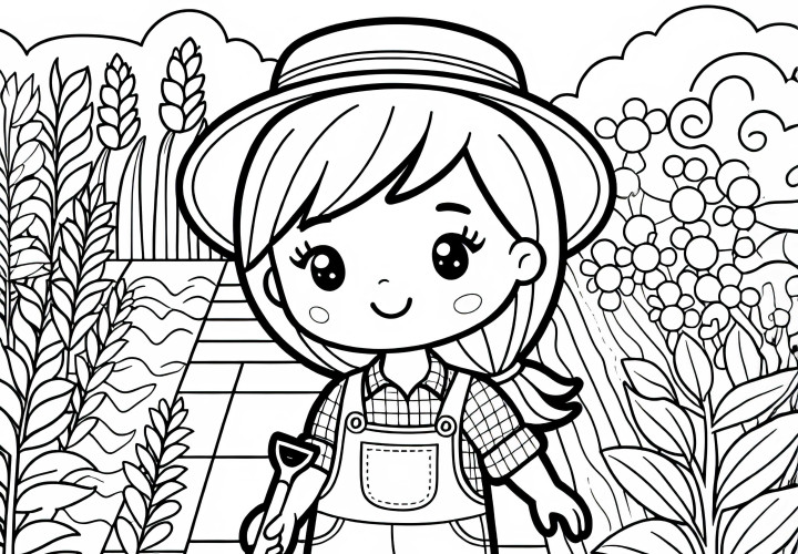 Desenho para colorir de uma camponesa - Simples e gratuito