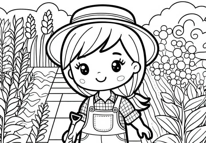 Dibujo para colorear de una campesina - Simple y gratuito