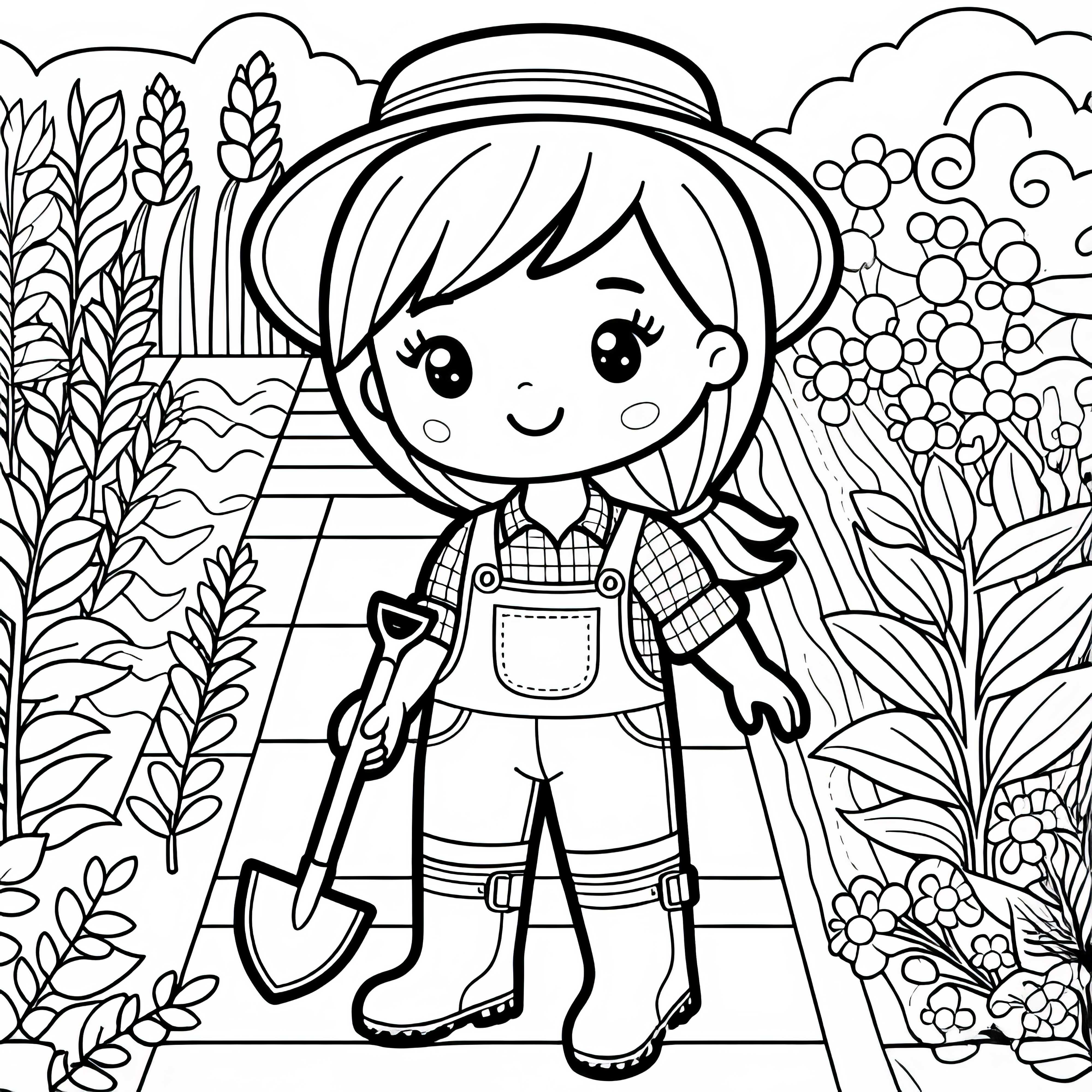 Desenho para colorir de uma camponesa - Simples e gratuito