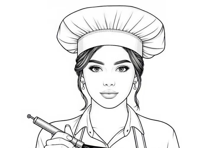 Detailreiches Ausmalbild für Köche – Kostenlos herunterladen