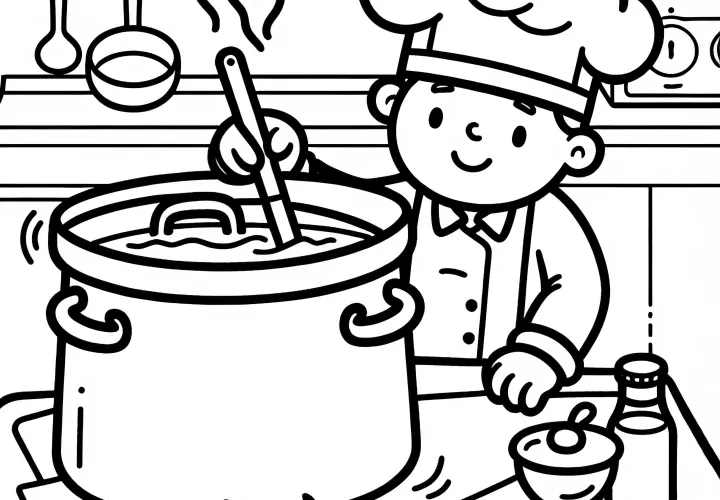 Kochtopf für Koch – Ausmalbild einfach kostenlos herunterladen