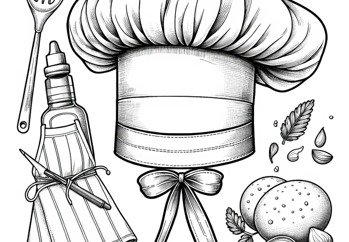 Kochmütze und Schürze Malvorlage - Detailreich und Kostenlos