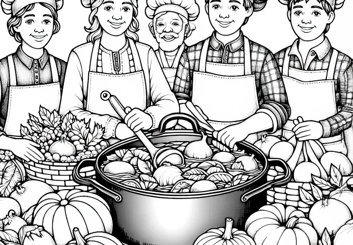 Koch Malvorlage mit Detailreichen Kochtöpfen Kostenlos Herunterladen