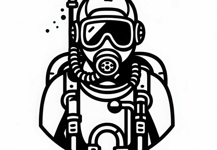 Dessin de plongée à colorier simple et gratuit Dessins à colorier de plongeurs simples et gratuits