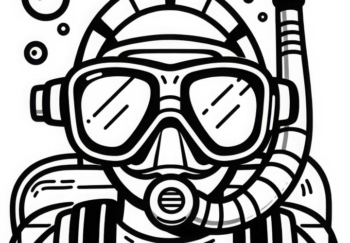 Masque de plongée pour plongeurs – Dessin à colorier simple et gratuit Masque de plongée pour plongeurs - Modèle à colorier simple et gratuit