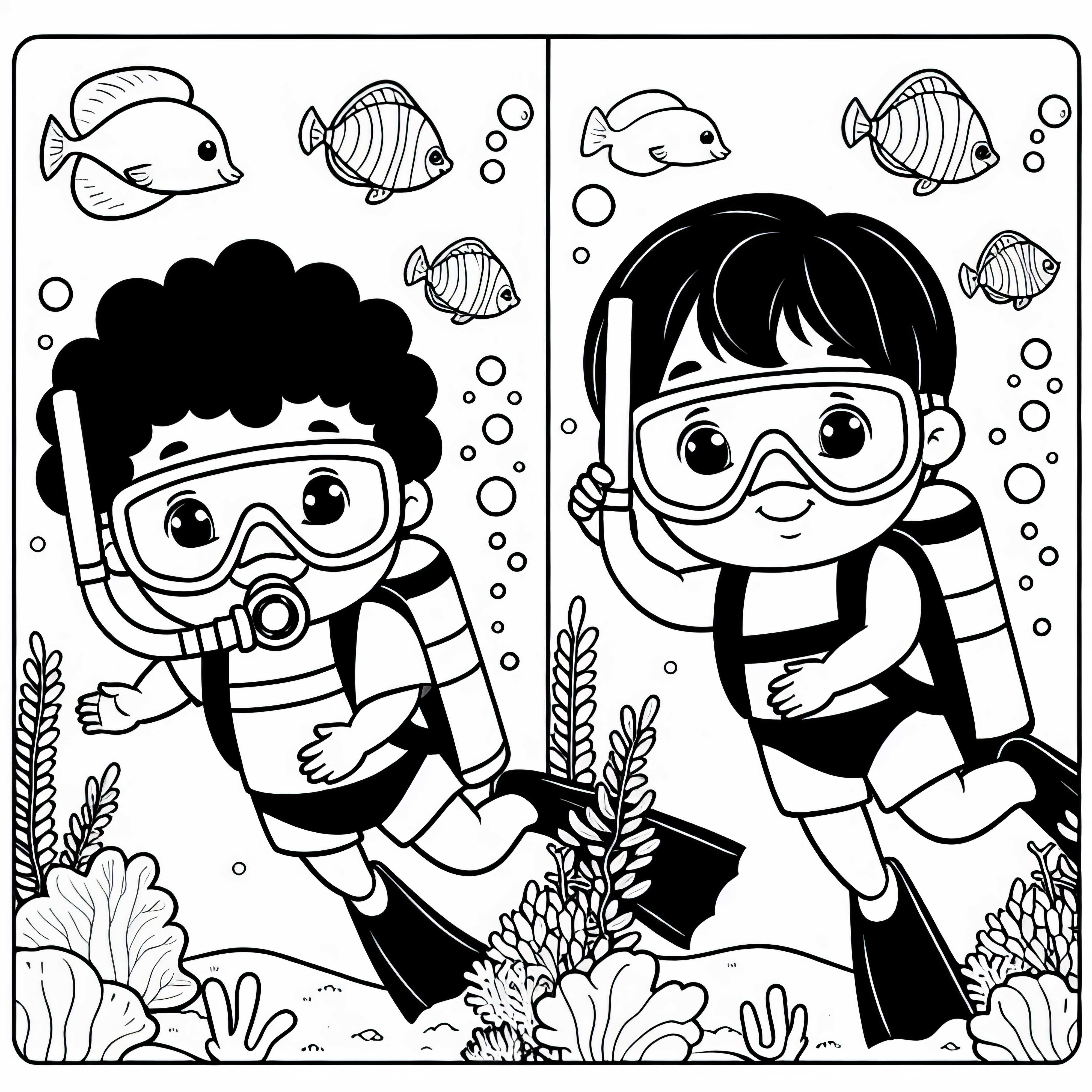 Enfants en train de plonger – Dessin à colorier simple et gratuit