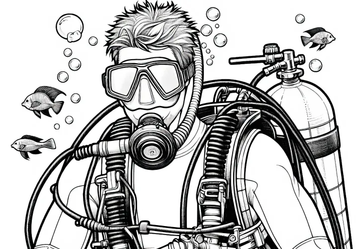 Taucher Malvorlage Detailreich Gratis