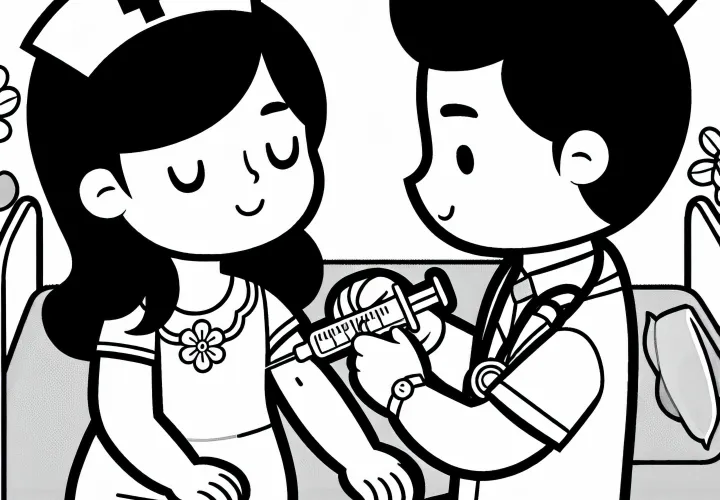 Sygeplejerske giver sprøjte – Malebillede gratis