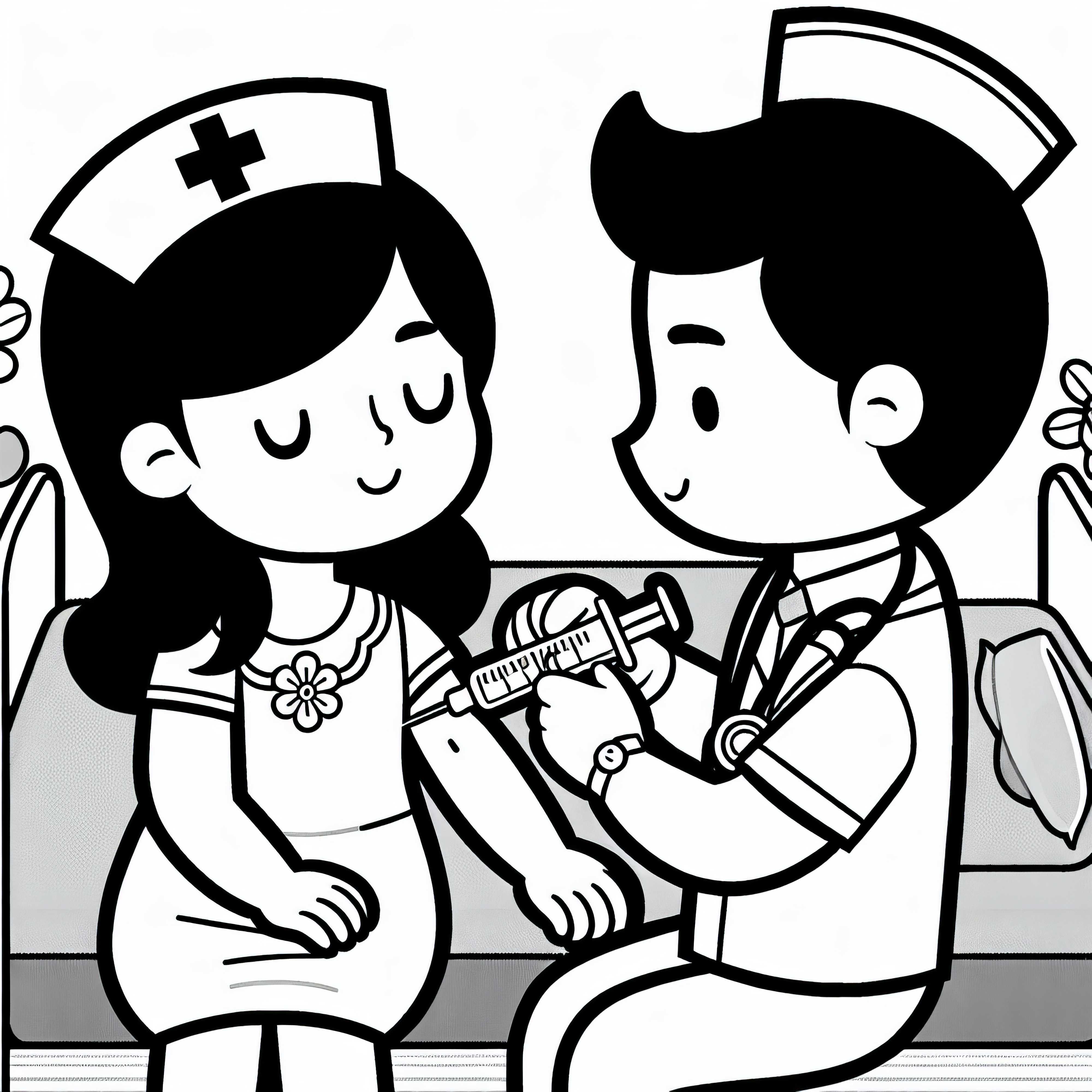 Krankenpfleger gibt Spritze – Ausmalbild kostenlos