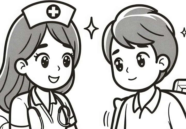 Sygeplejerske hjælper patient med at rejs sig - Malebillede gratis