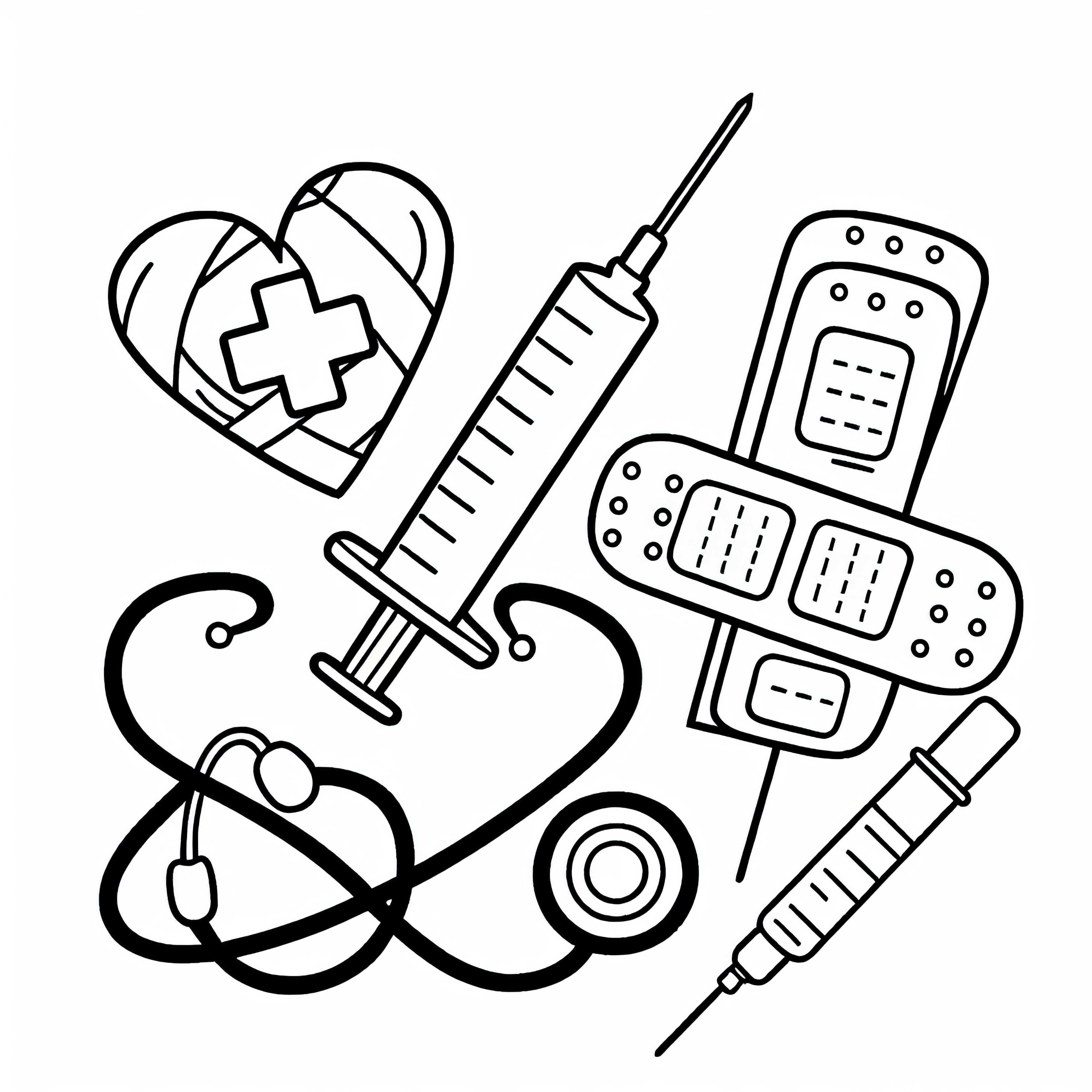 Spritzen- und Verbandsmaterial Malvorlage gratis
