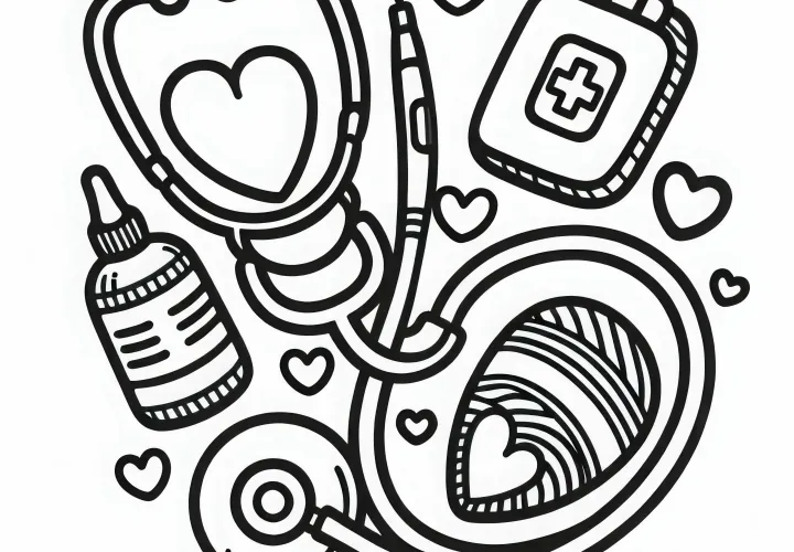 Stetoskop til en sygeplejerske farvelægningsskabelon gratis