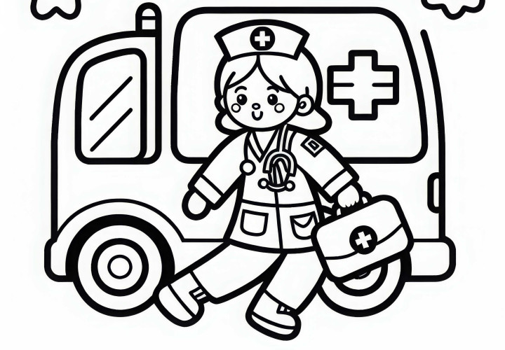 Rettungswagen mit Krankenschwester Malvorlage Kostenlos Rettungswagen mit Krankenschwester Malvorlage Kostenlos