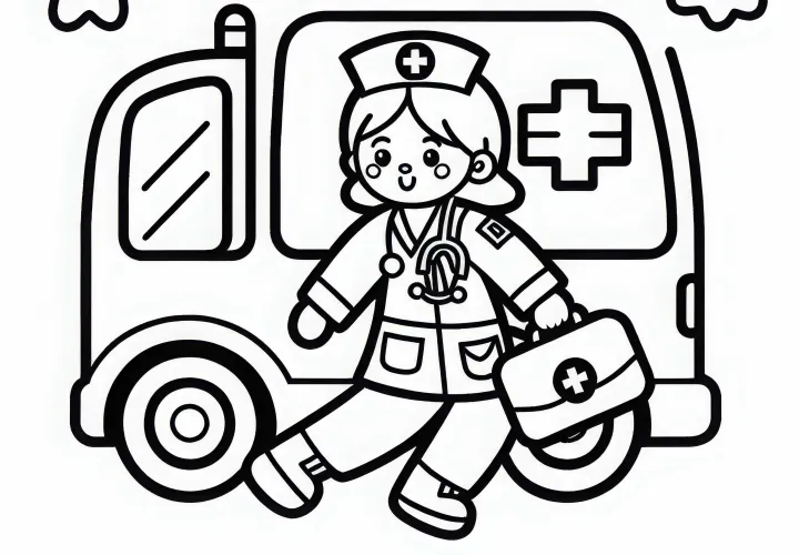 Ambulance med sygeplejerske farvelægning gratis