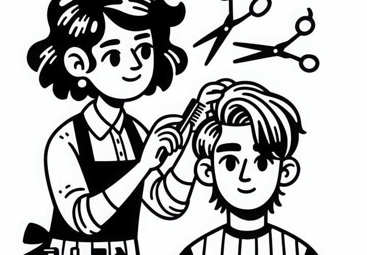 Friseurin macht Kunden Haare – Malvorlage gratis Friseurin macht Kunden Haare – Malvorlage gratis
