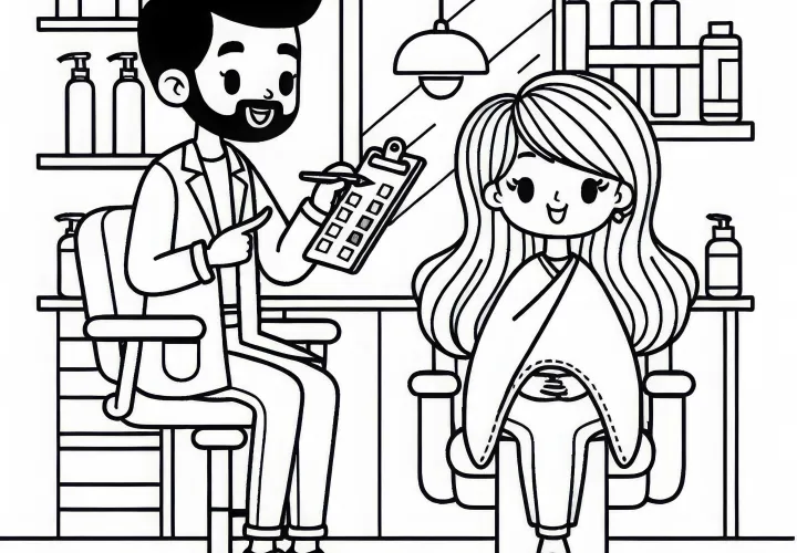 Brezplačna risba frizerja za barvanje