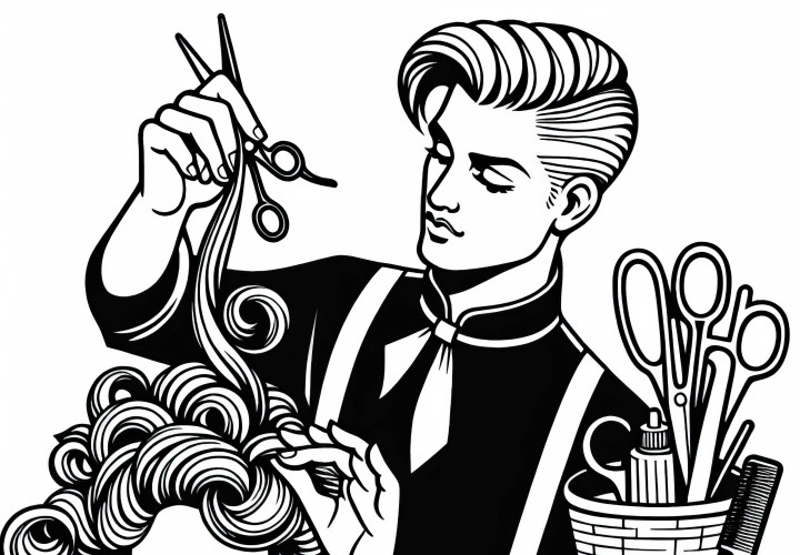 Friseur steckst Frisur an Modellkopf Malvorlage Kostenlos Friseur steckst Frisur an Modellkopf Malvorlage Kostenlos