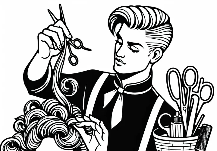 Frizer pritrdi frizuro na modelno glavo - barvna predloga brezplačno