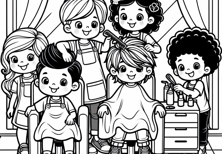 Kinder spielen Friseur Malvorlage gratis Kinder spielen Friseur Malvorlage gratis