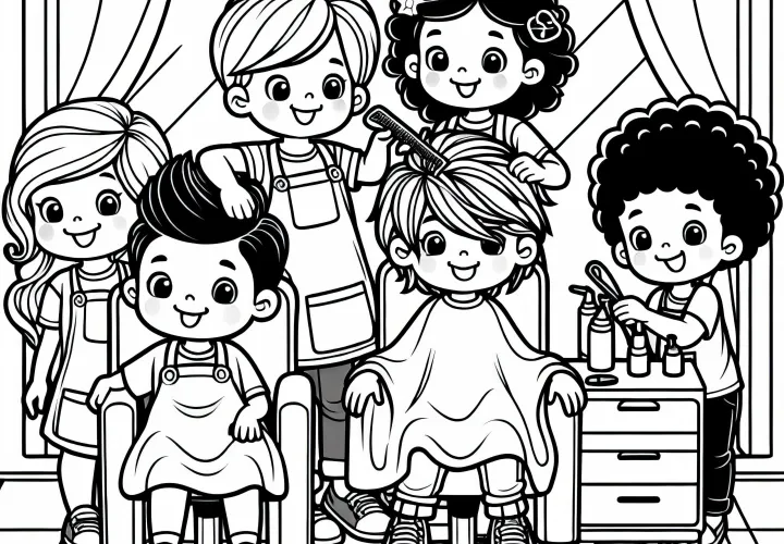 Otroci igrajo frizer Malovnica brezplačno