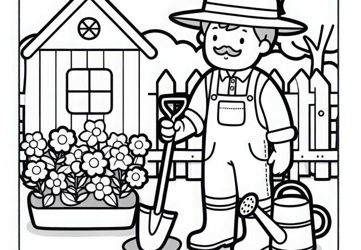 Gambar Mewarnai Tukang Kebun Unduh Gratis