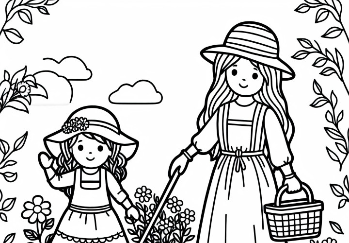 Gambar Mewarnai Taman Wanita Gratis