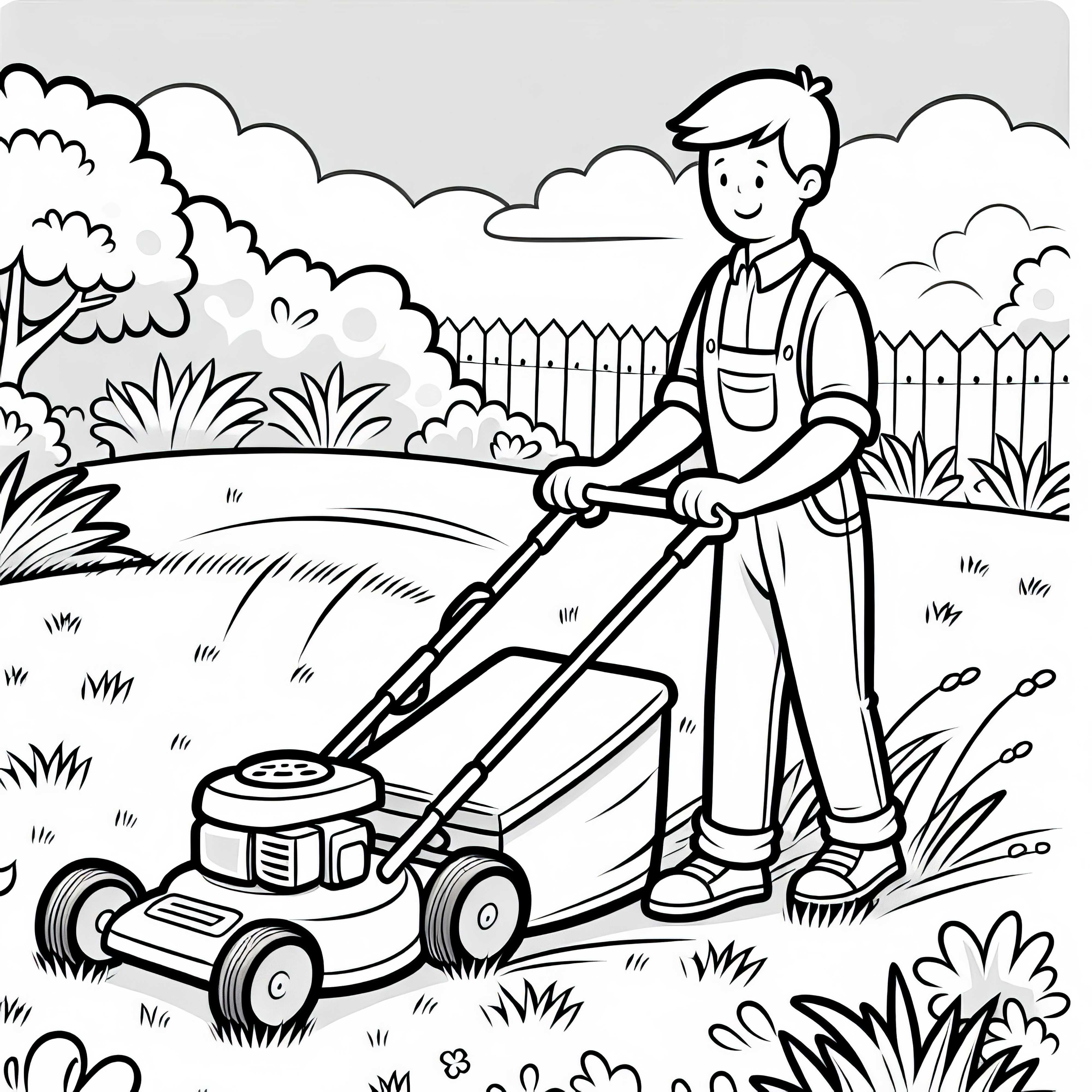Tukang kebun memotong rumput dengan mesin pemotong rumput - Gratis template gambar Tukang kebun memotong rumput dengan pemotong rumput - Template gambar gratis